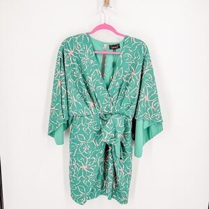 Alexia Admor Teal and Pink Long Sleeve Dress